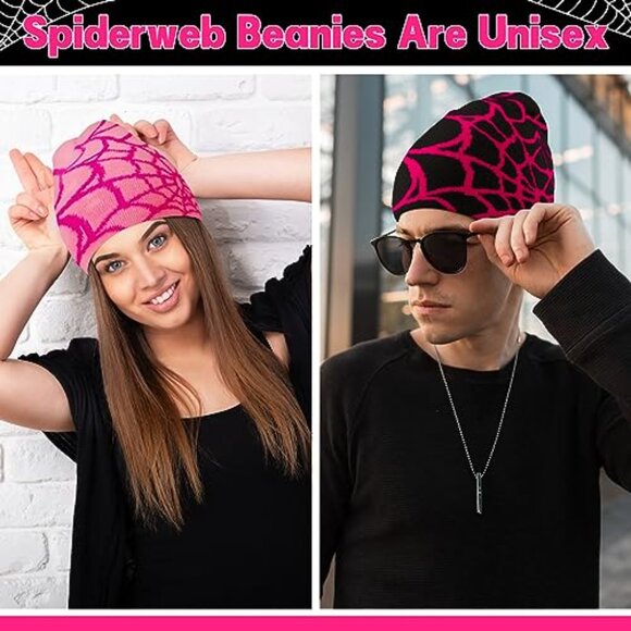 Y2K Spider Web Beanies Gothic Knitted Hat Unisex Streetwear Winter Warm main image 4